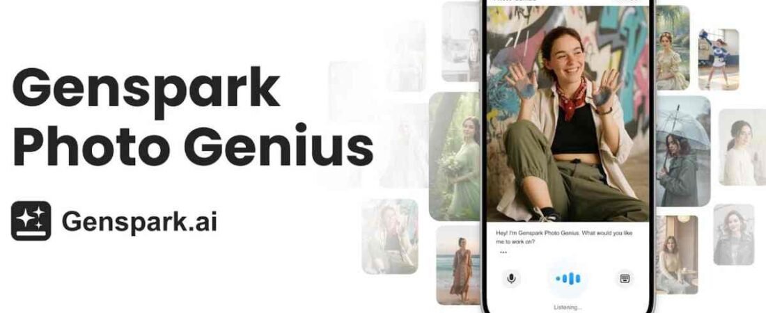 Photo Genius de Genspark para móvil, el editor de fotos controlado por voz